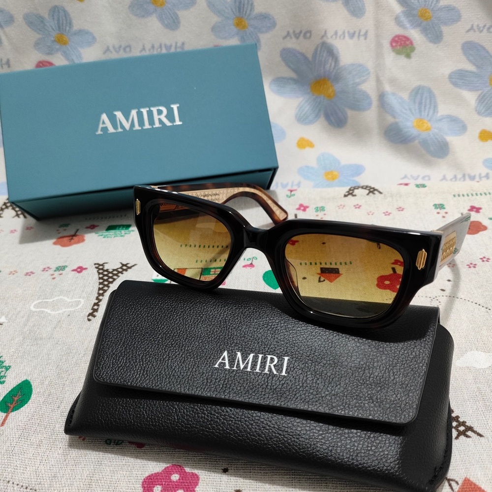 AMIRI Black Frame Sunglasses with Amber Gradient Lenses